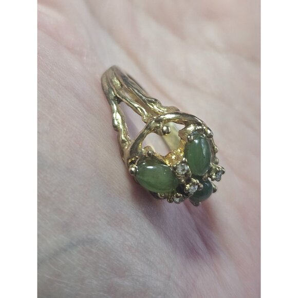 Uncas gold tone jadeite ring - Picture 4 of 11